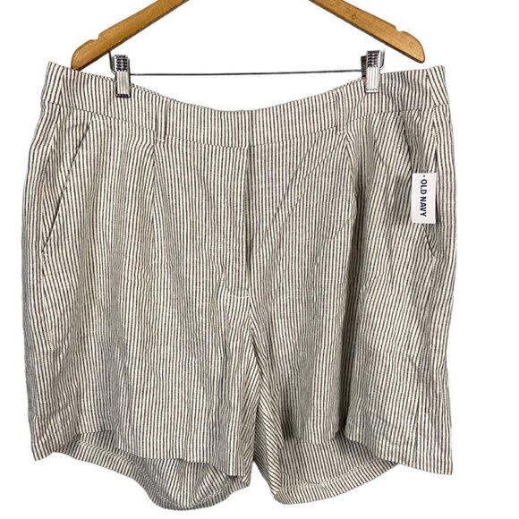 Old Navy Striped Trouser Shorts Linen Coastal Aesthetic Size XXL - Picture 1 of 6
